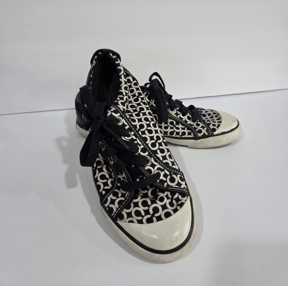 Coach Black and White Patterned Sneakers Sz.7.5 B - Picture 1 of 7